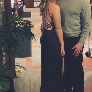Tobi Backless Criss Cross Maxi Dress Leg Slit